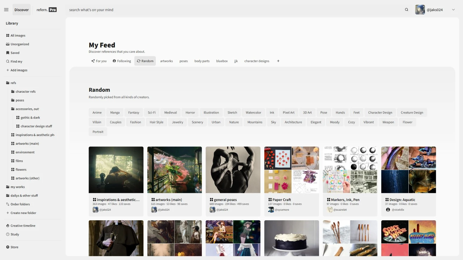 refern discover page showing multiple recommended collections.